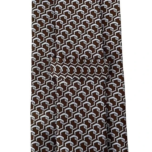 Patek Philippe Geneve 2017 Mens Tie Brown/Blue Geometric Silk 3.25" x 63.25" euc - Picture 3 of 5